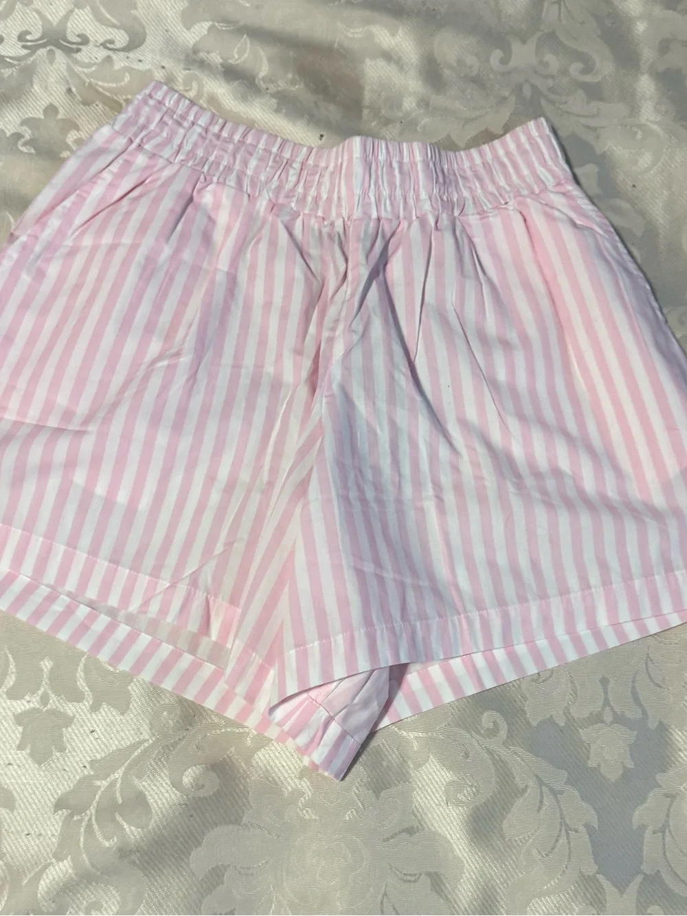 Brunette The Label Pink & White Striped Shorts SZ L - Picture 3 of 6
